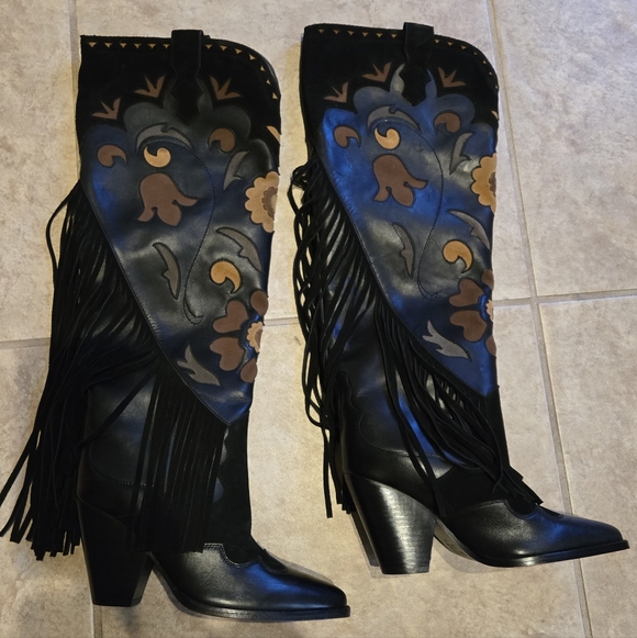 NWT Free People Spell Sannah Fringe Leather Cowboy Boots - Picture 4 of 6